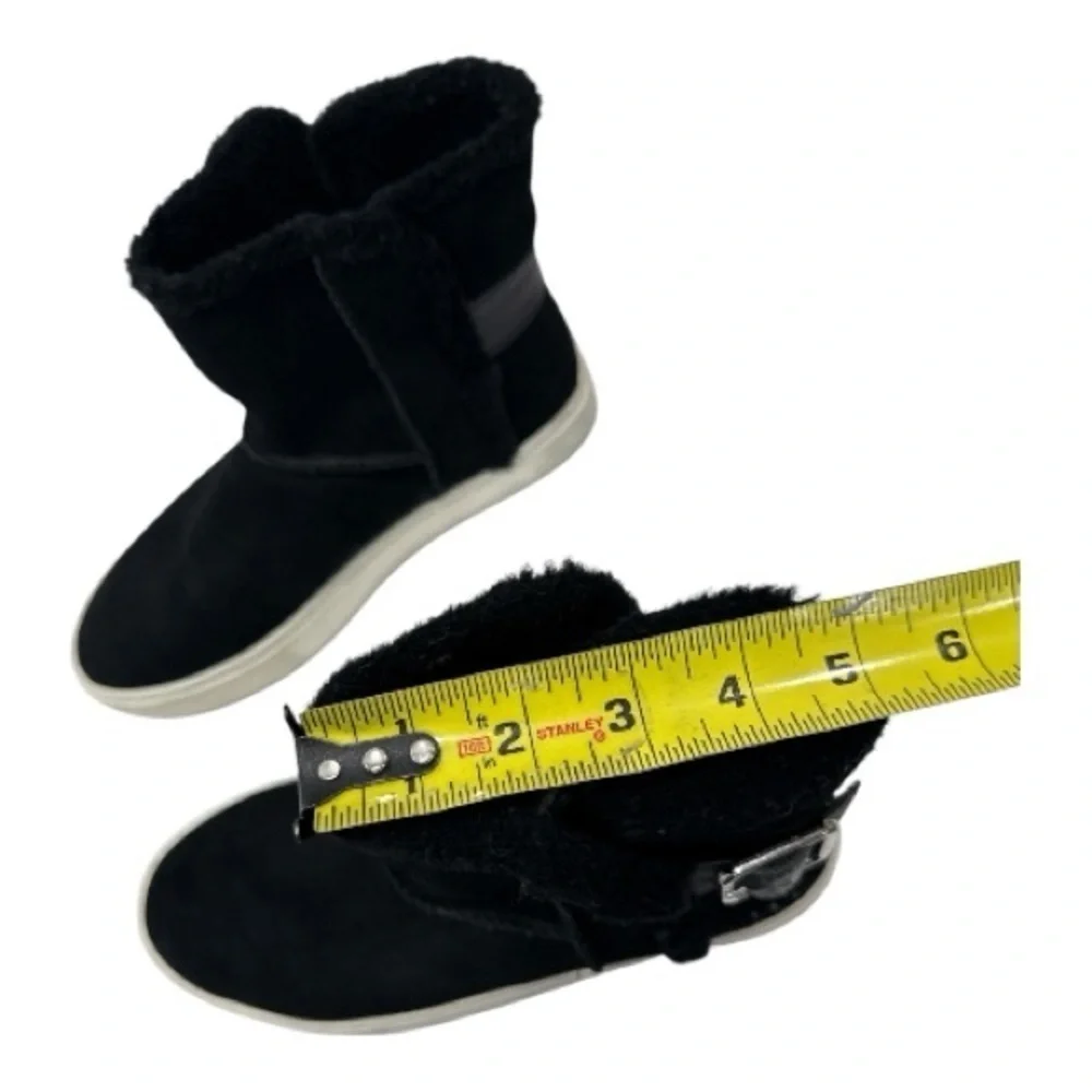 UGG Aika Mid-Height Flat Boots Black Genuine Suede Booties Fur Lining Size 6.5